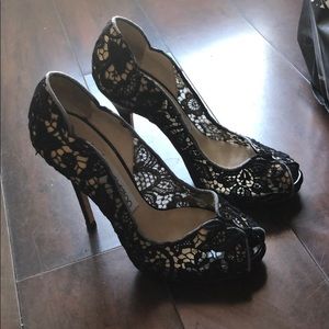 Jimmy Choo black lace effect heels